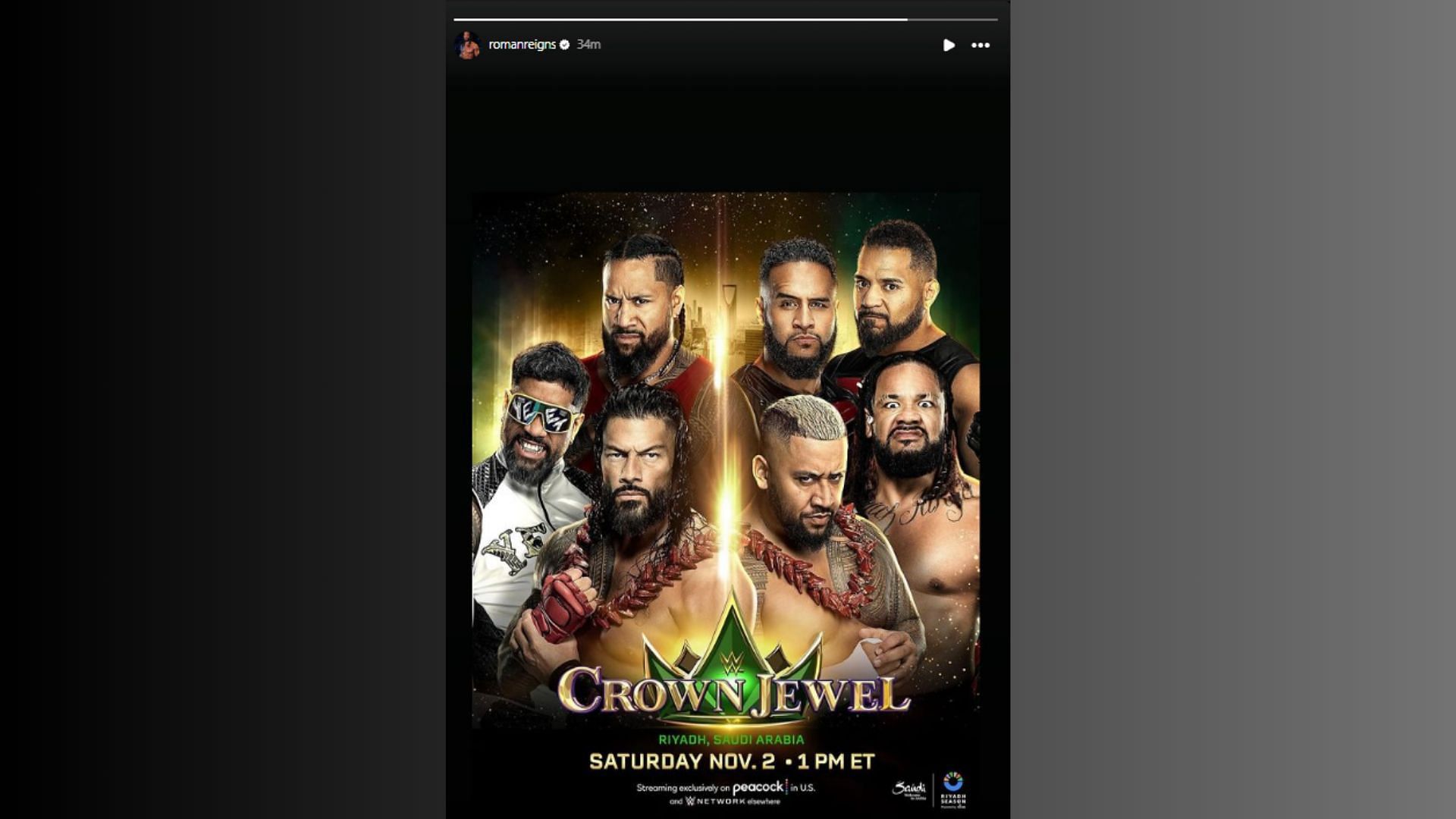 Reigns shared it on his story (Credit: Roman's Instagram handle)